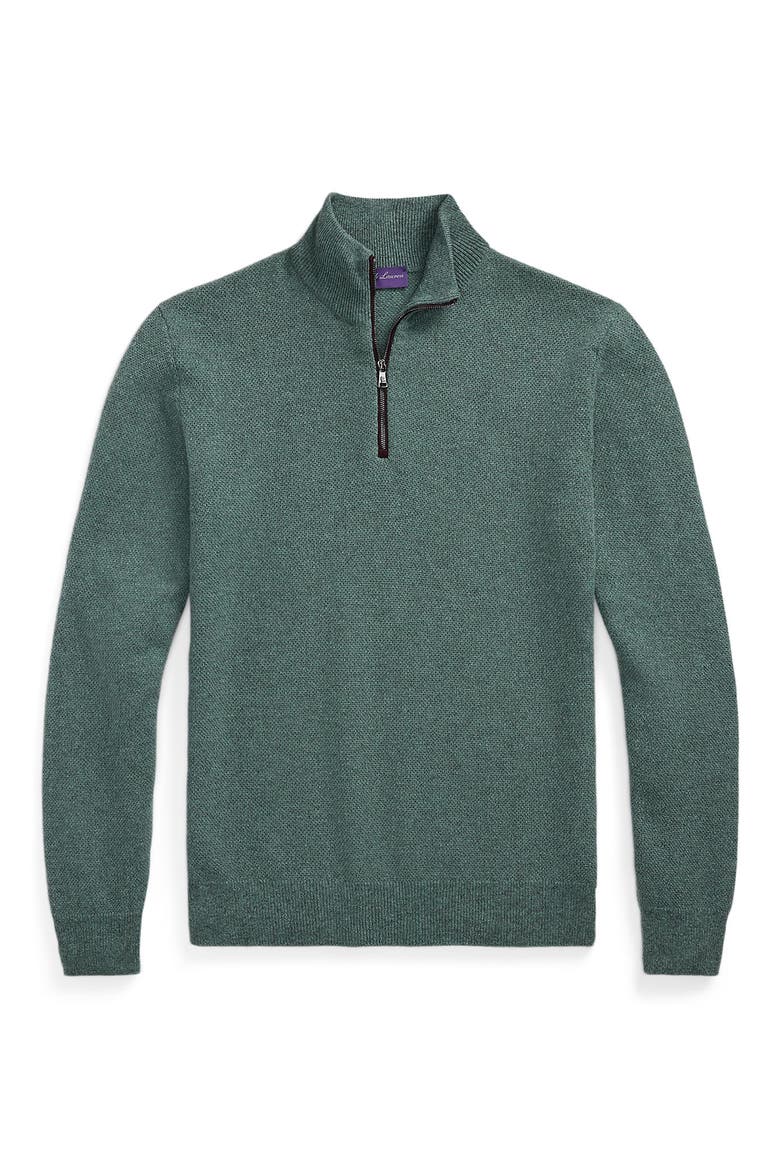 Cashmere Bird's Eye Quarter Zip Pullover, Alternate, color, BLUE MULTI