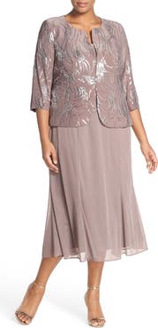 Alex Evenings Sequin Mock Two-Piece Dress with Jacket