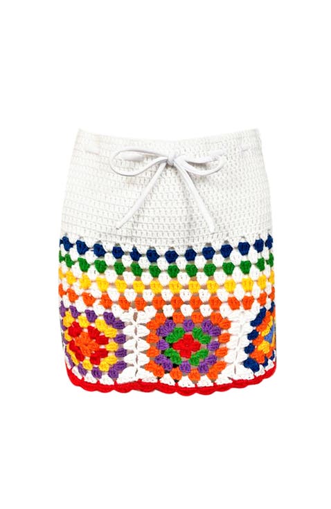 Kids' Floral Pattern Hand-Crochet Skirt-Cover Up