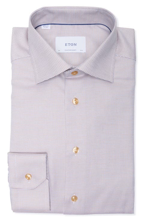 Contemporary Fit Semi-Solid Cotton Dress Shirt