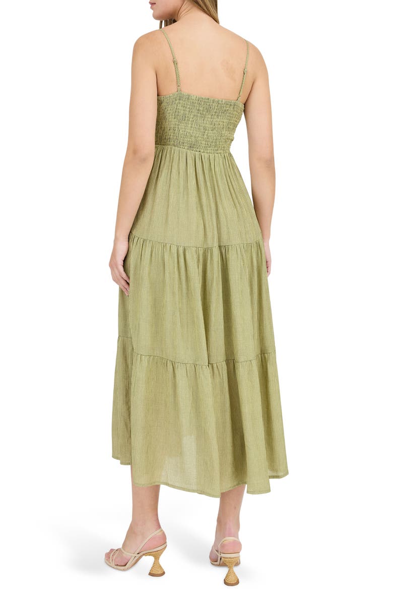 Blu Pepper Tie Front Tiered Midi Sundress, Alternate, color,