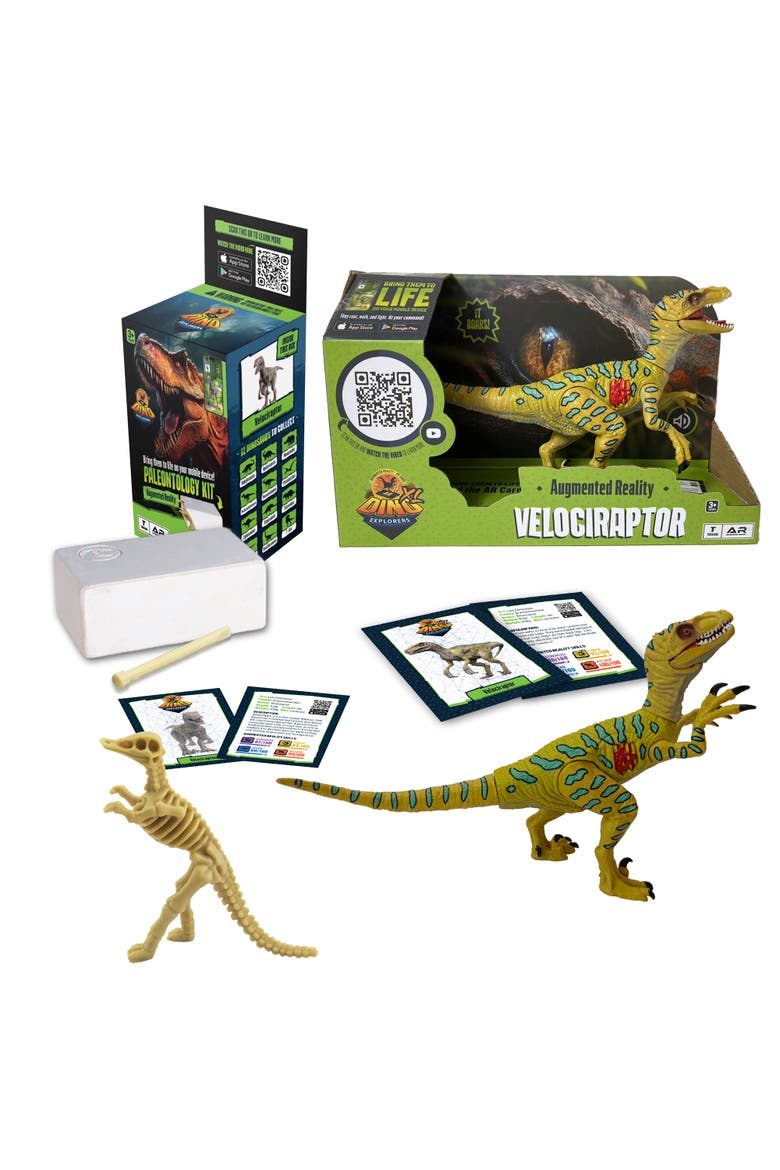 Ar Dinosaur Xl and Brick Combo, 10" Velociraptor Sound Figure, Main, color, Multicolored