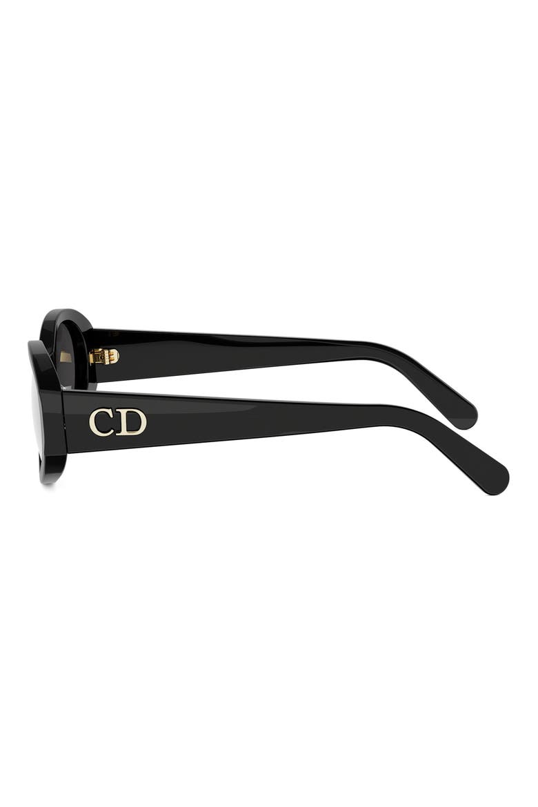 'DiorGlow B3I 51mm Oval Sunglasses, Alternate, color, SHINY BLACK / SMOKE
