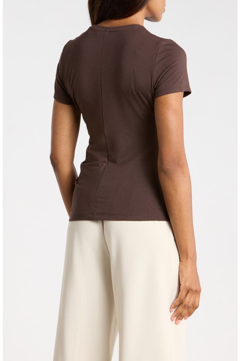 Crewneck Ruched T-Shirt, Alternate, color, DARK COFFEE