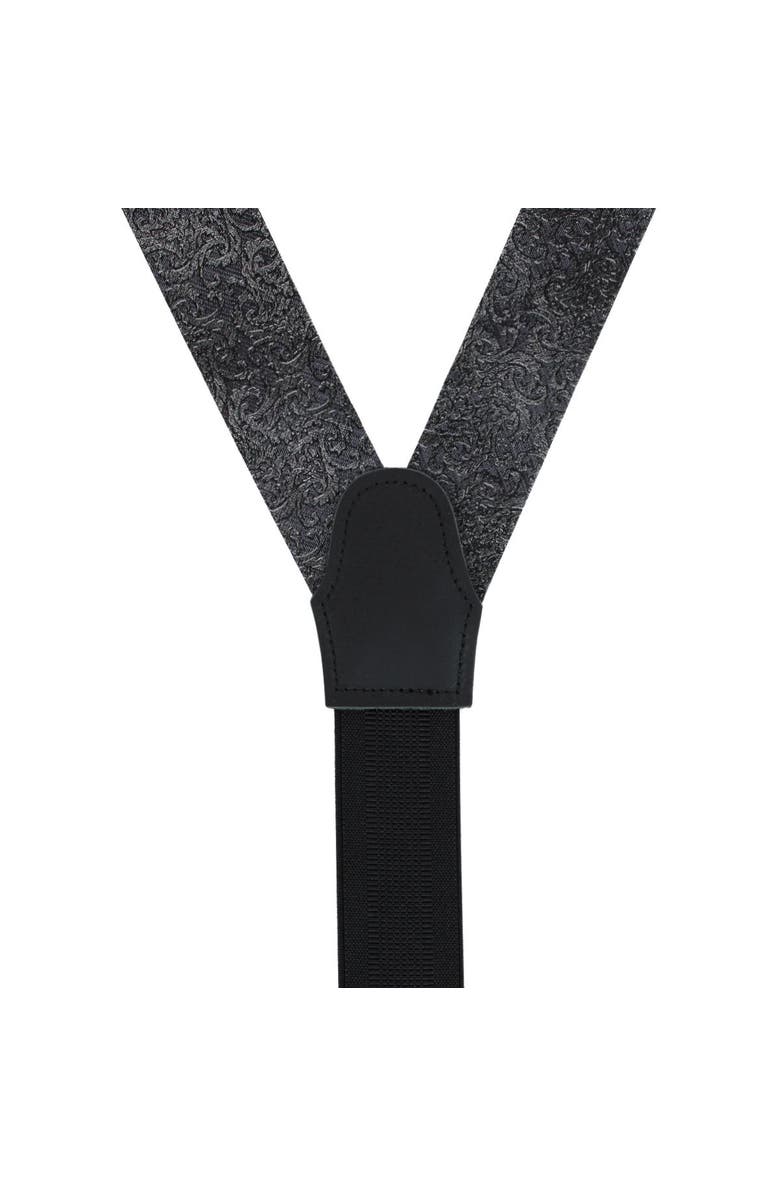 Trafalgar Esteban Scrolling Vines Tone on Tone Patterned Silk Formal End Brace, Alternate, color, Silver And Black