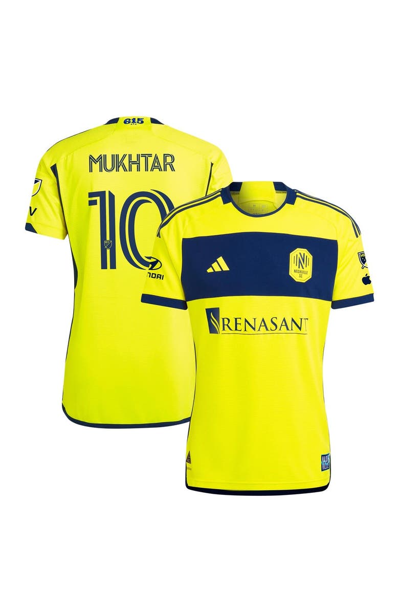 adidas Men's adidas Hany Mukhtar Yellow Nashville SC 2024 The 615 Kit Authentic Player Jersey, Main, color, 