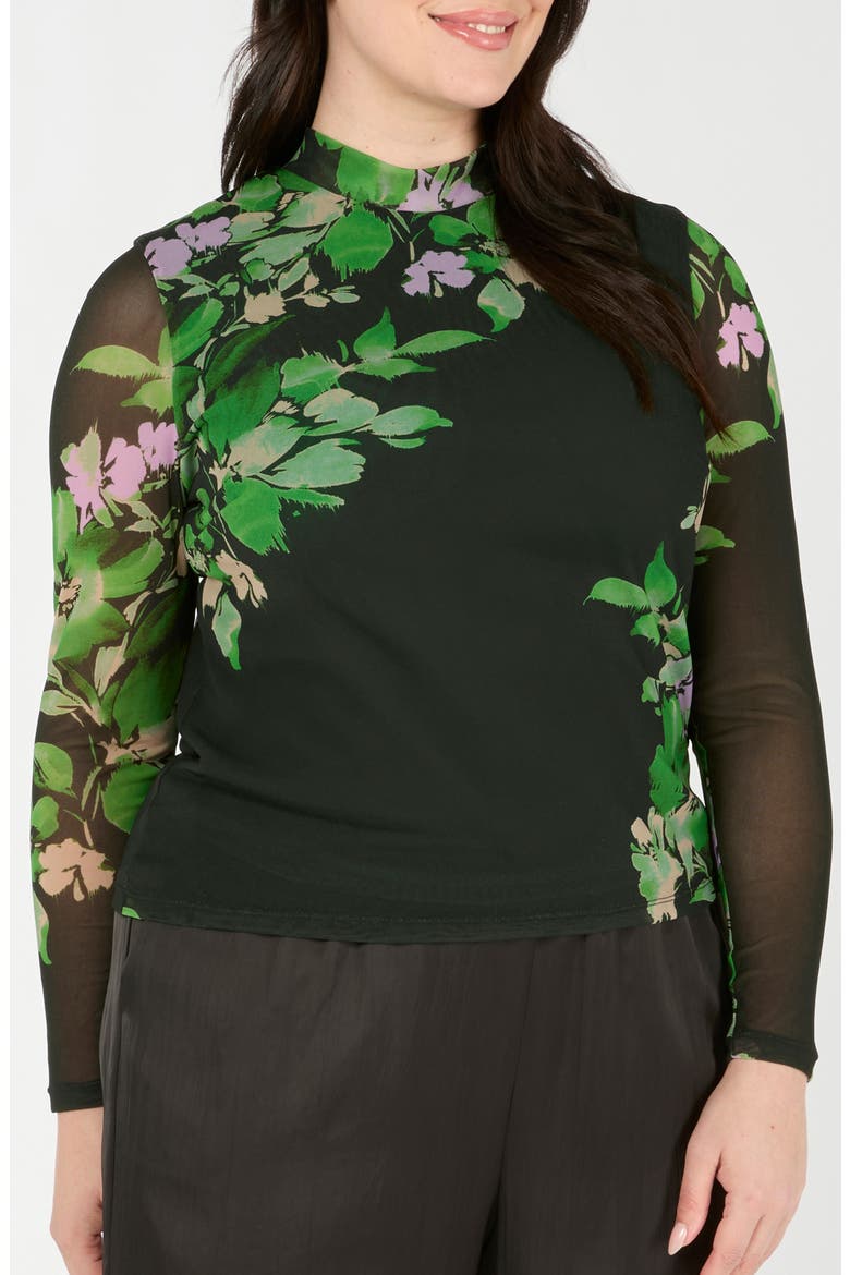 Fiora Floral Print Mesh Top, Alternate, color, IVY FLEUR