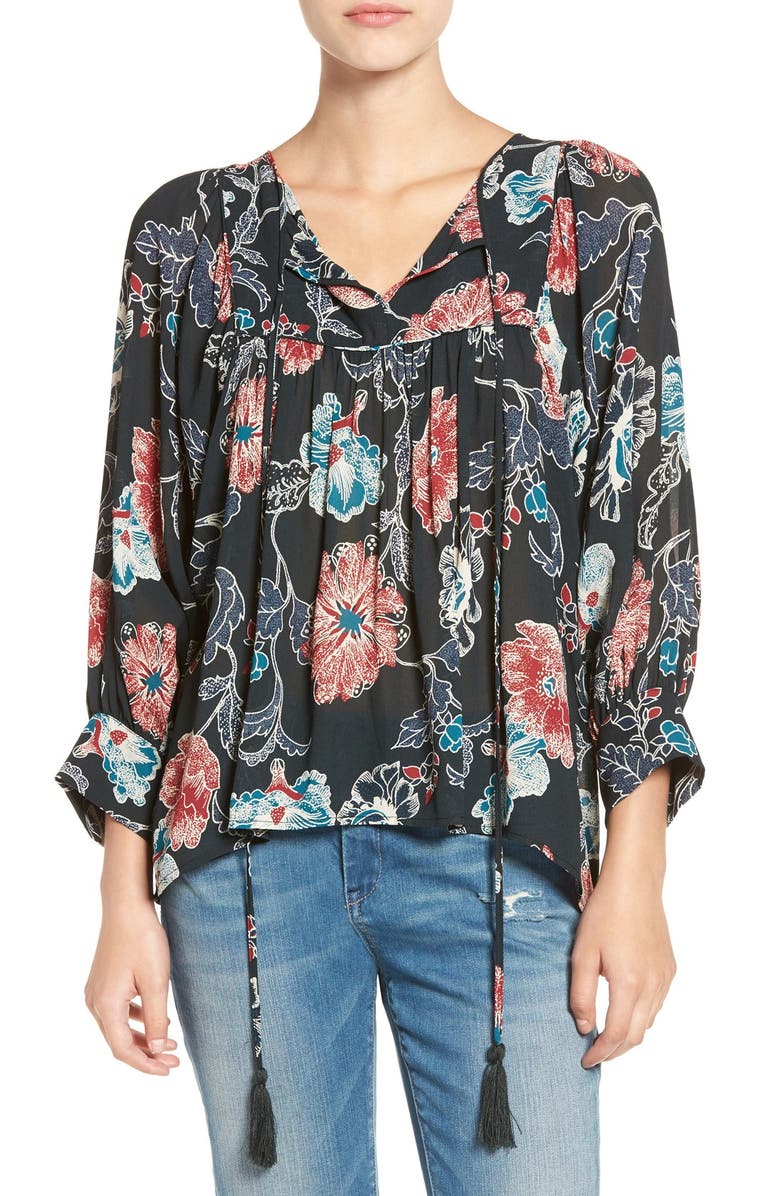 ASTR the Label ASTR 'Esther' Floral Print Peasant Blouse, Main, color,