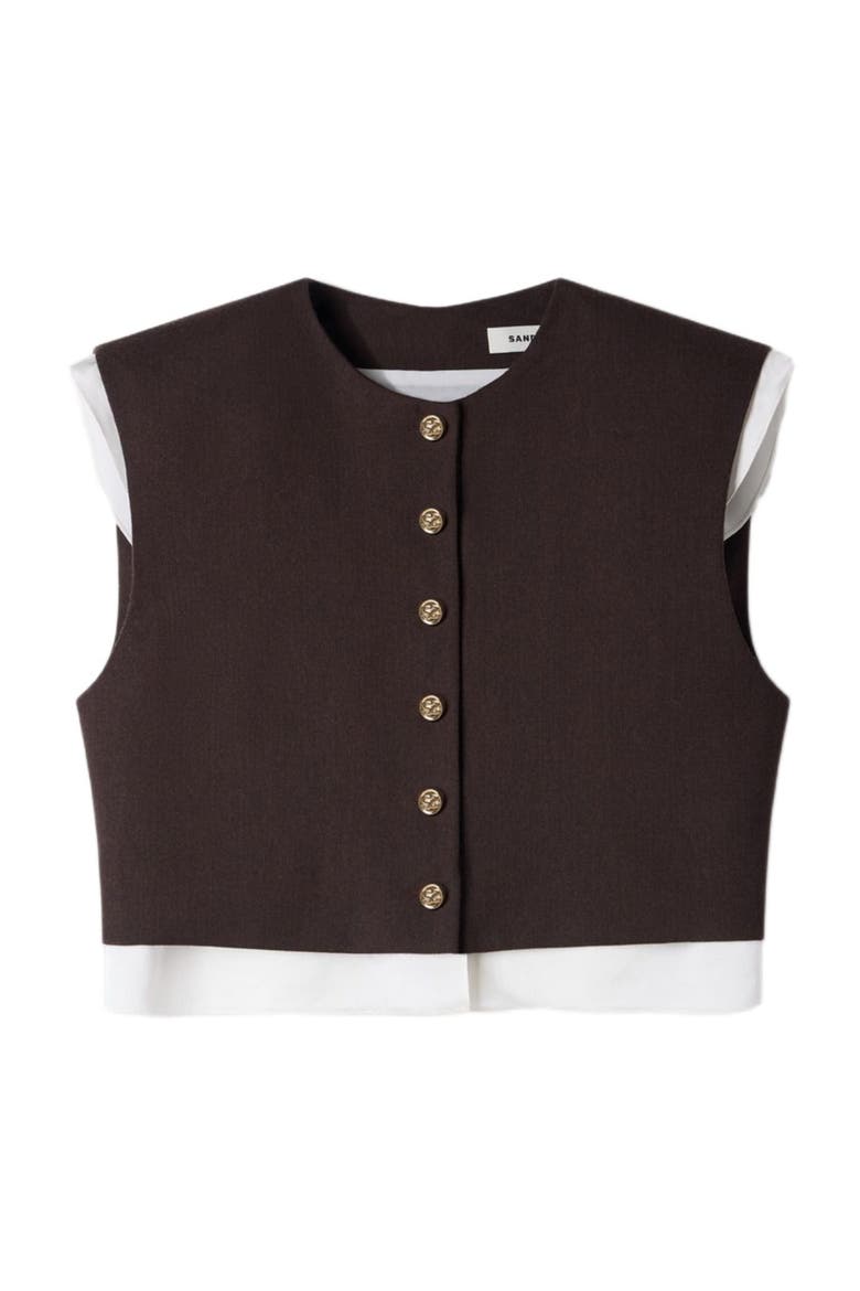 2-in-1 wool crop top, Alternate, color, Light brown