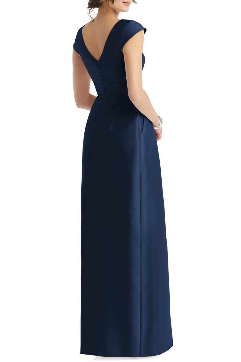 Cap Sleeve A-Line Gown, Alternate, color, MIDNIGHT