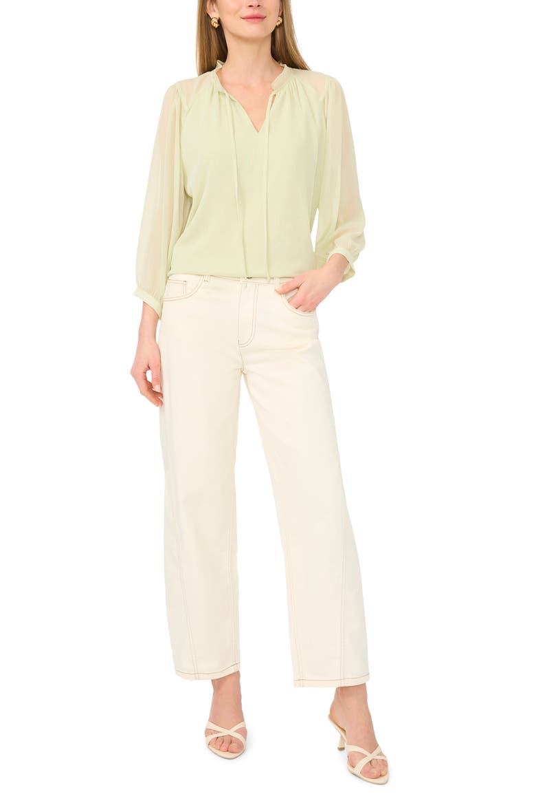 Split Neck Raglan Sleeve Top, Alternate, color, LILY GREEN