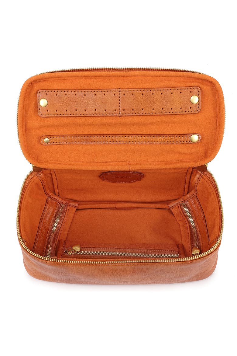 Celosia Genuine Leather Rectangular Jewelry Case, Alternate, color, Caramel