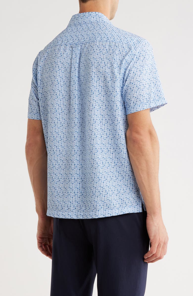 Greg Norman Stripe Print Seersucker Short Sleeve Shirt, Alternate, color, Windsurfer