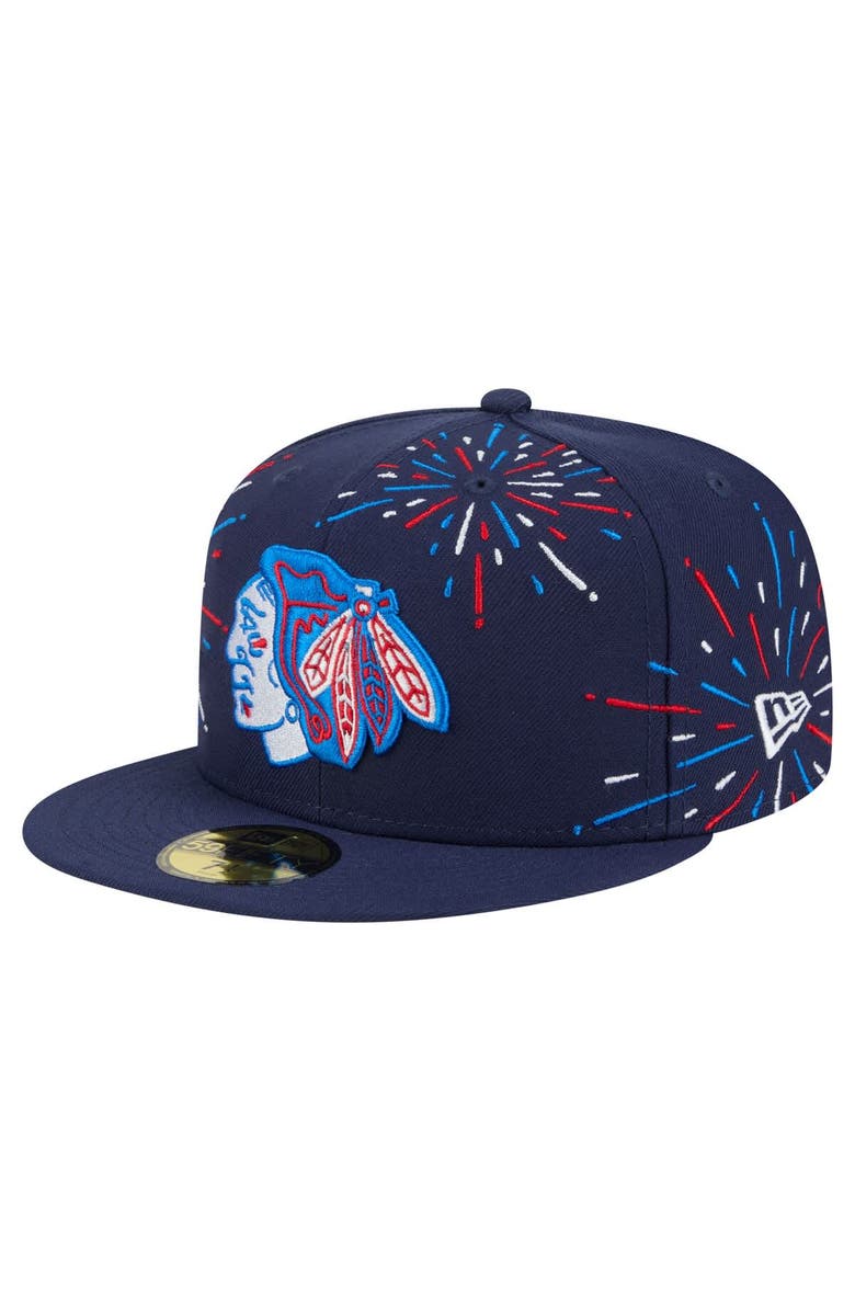 New Era Men's New Era  Navy Chicago Blackhawks Americana Fireworks 59FIFTY Fitted Hat, Main, color, 