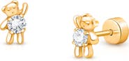 Tiny Blessings 14K Gold on Titanium Baby Bear Stud Screw Back Earrings