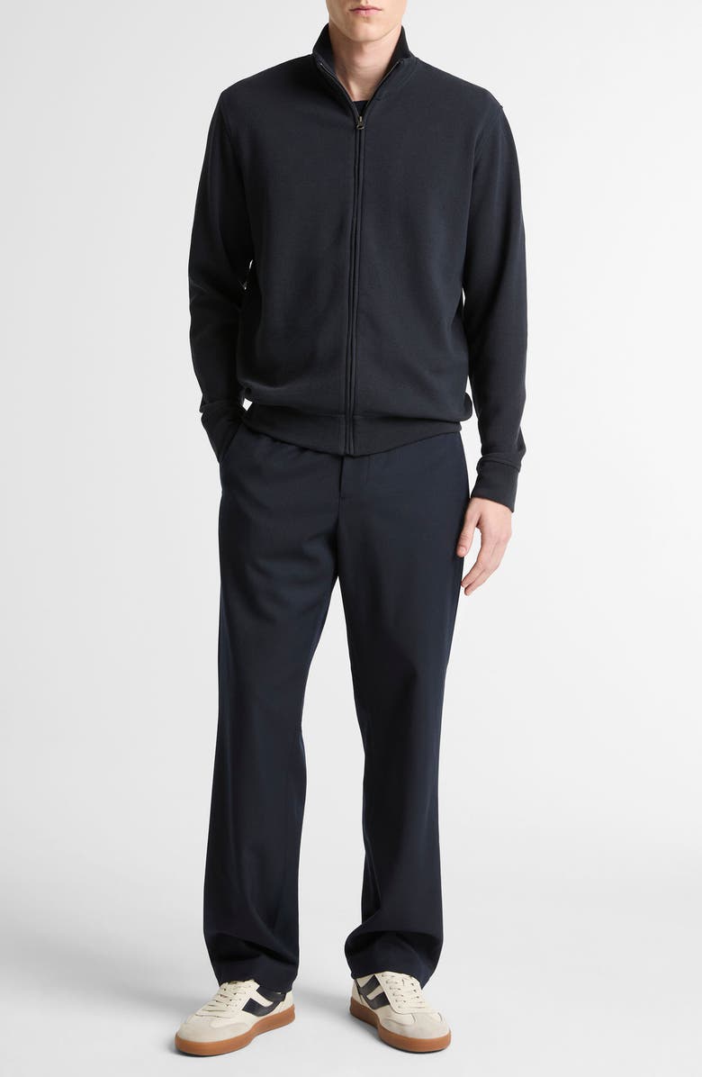 Vince Pique Zip Jacket, Alternate, color, Coastal/ Med Heather Grey