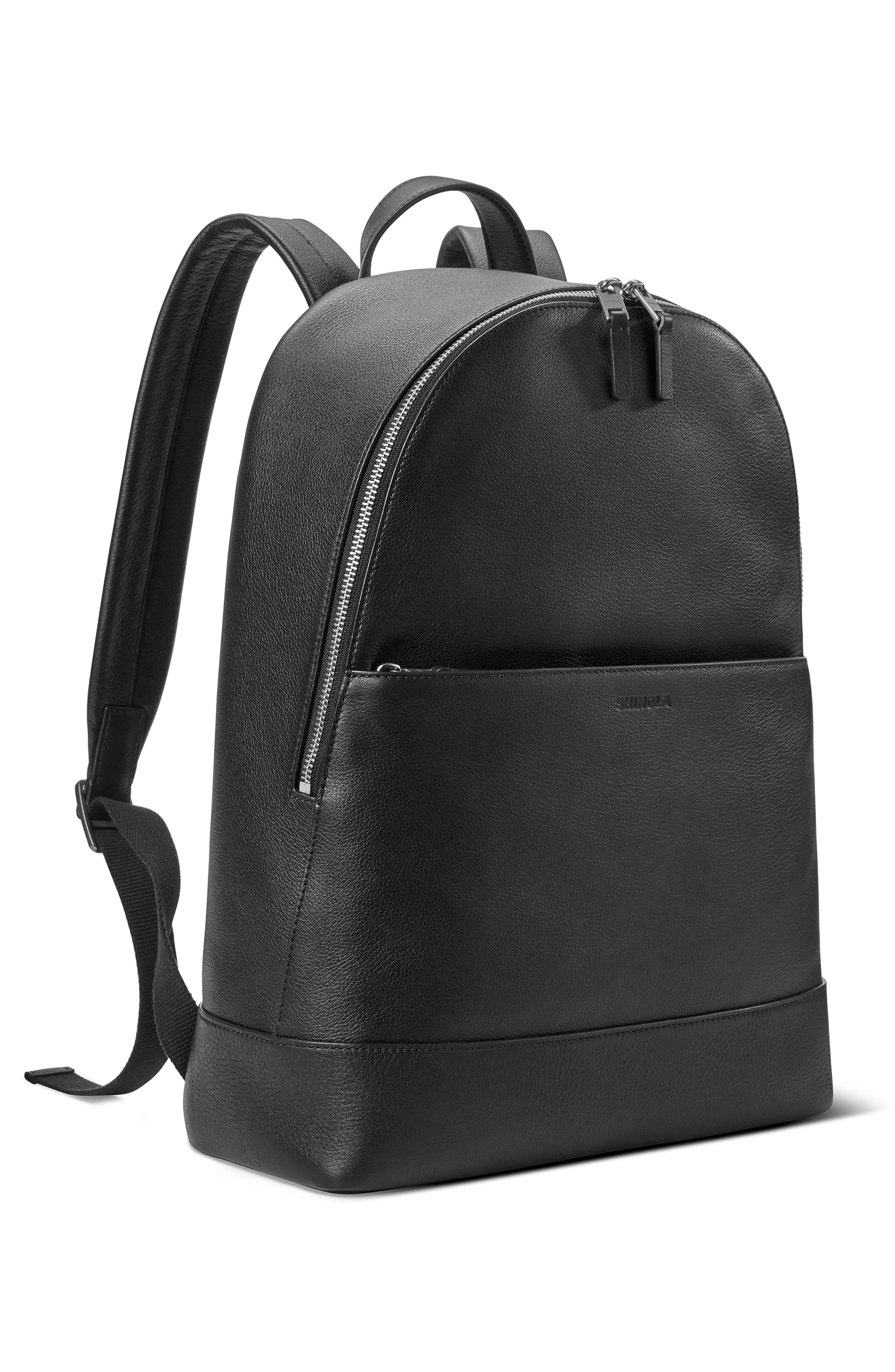 Shinola Canfield Pebble Leather Backpack, Alternate, color, Black