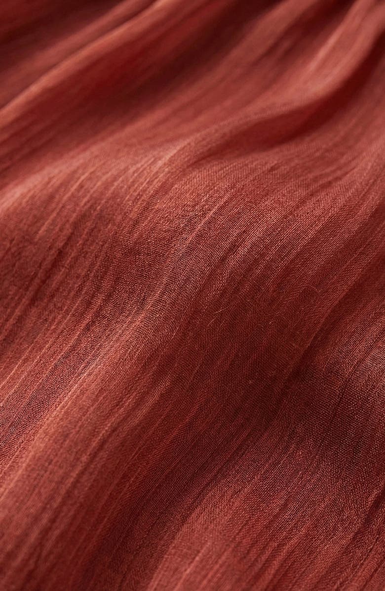 Modenaire Long Sleeve Tie Neck Waist Belt Blouse, Alternate, color, Rust