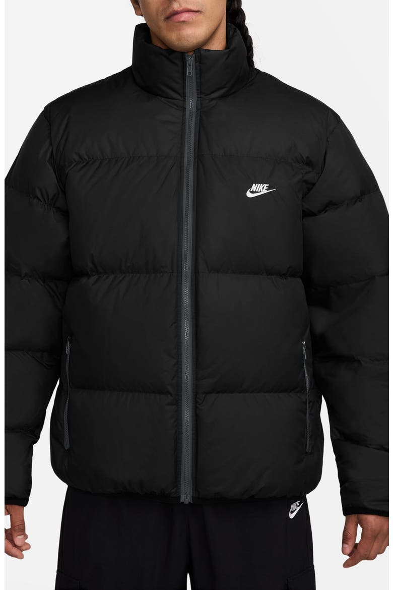 Sportswear Club Storm-FIT Quilted Down Puffer Jacket, Main, color, BLACK/ WHITE