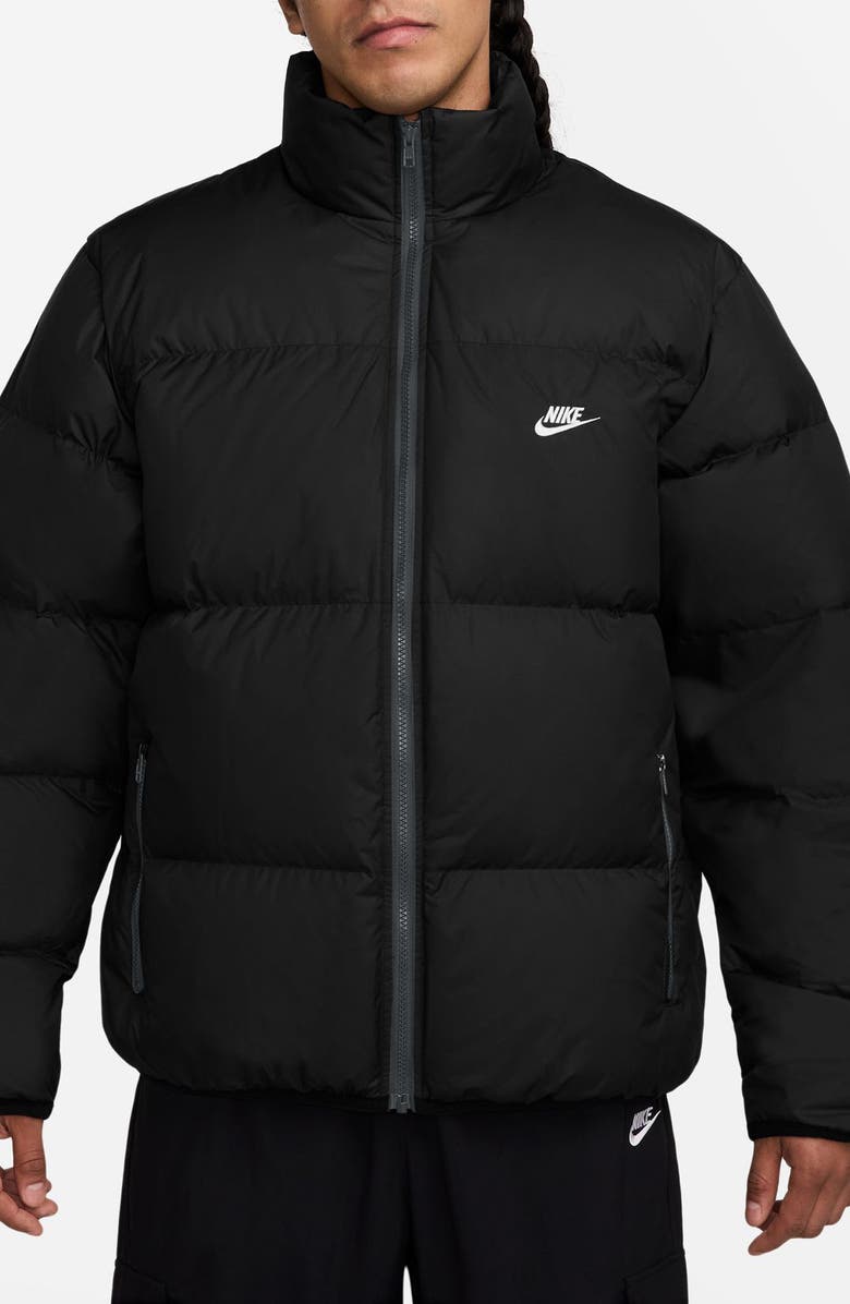 Nike Sportswear Club Storm-FIT Quilted Down Puffer Jacket, Main, color, Black/ White