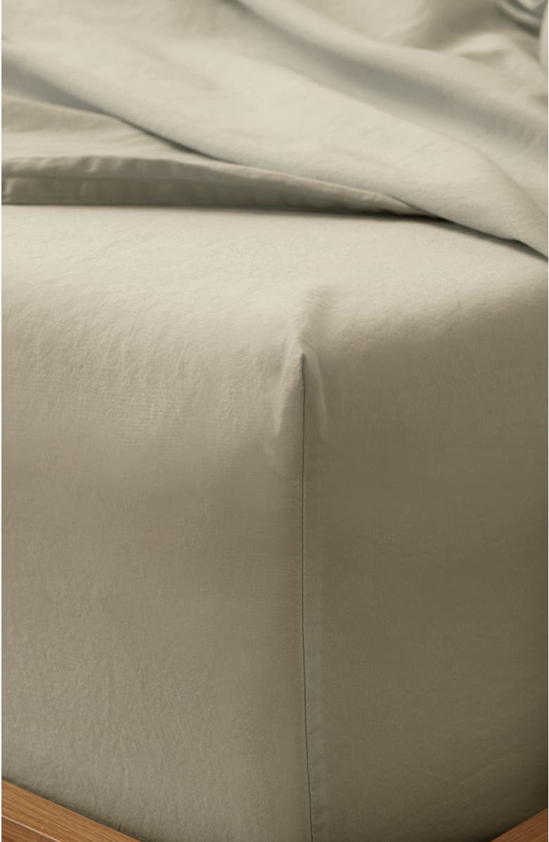 Pact Organic Cotton Organic Room Service Sateen Fitted Sheet, Alternate, color, Spray Green