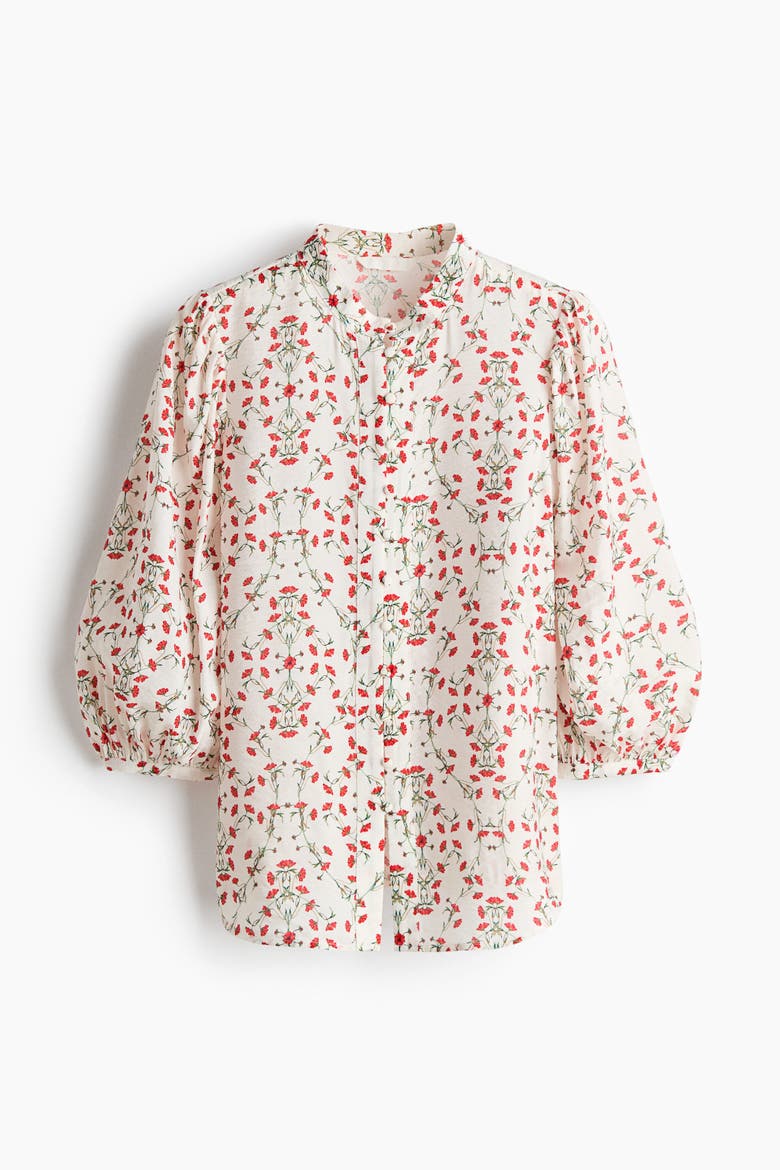 Balloon-sleeved Blouse, Alternate, color, Cream/floral