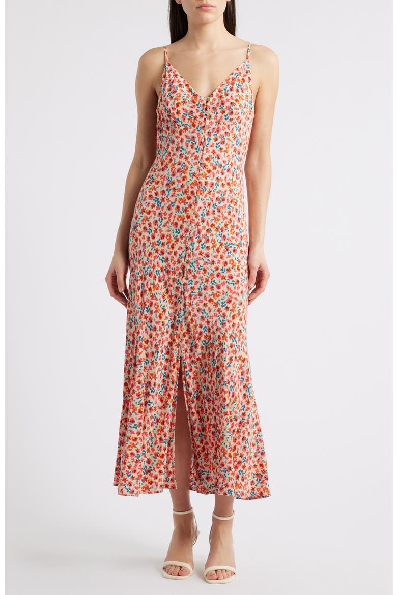 Florian Floral Midi Dress, Main, color, RED POSY