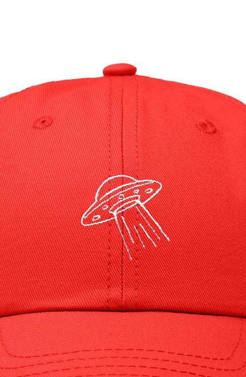 Dalix Ufo Embroidered Adjustable Dad Cap In Red