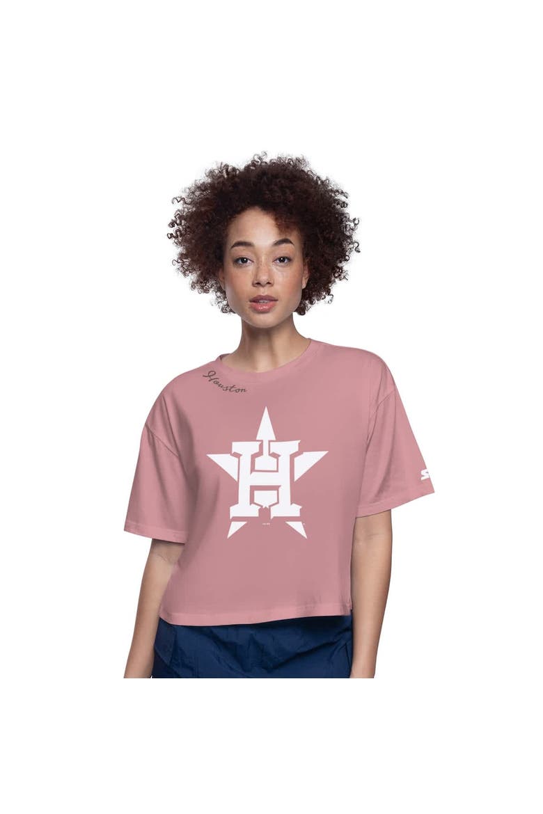 Women's Starter Pink Houston Astros Play the Ball Boxy Cropped T-Shirt, Main, color, Pink