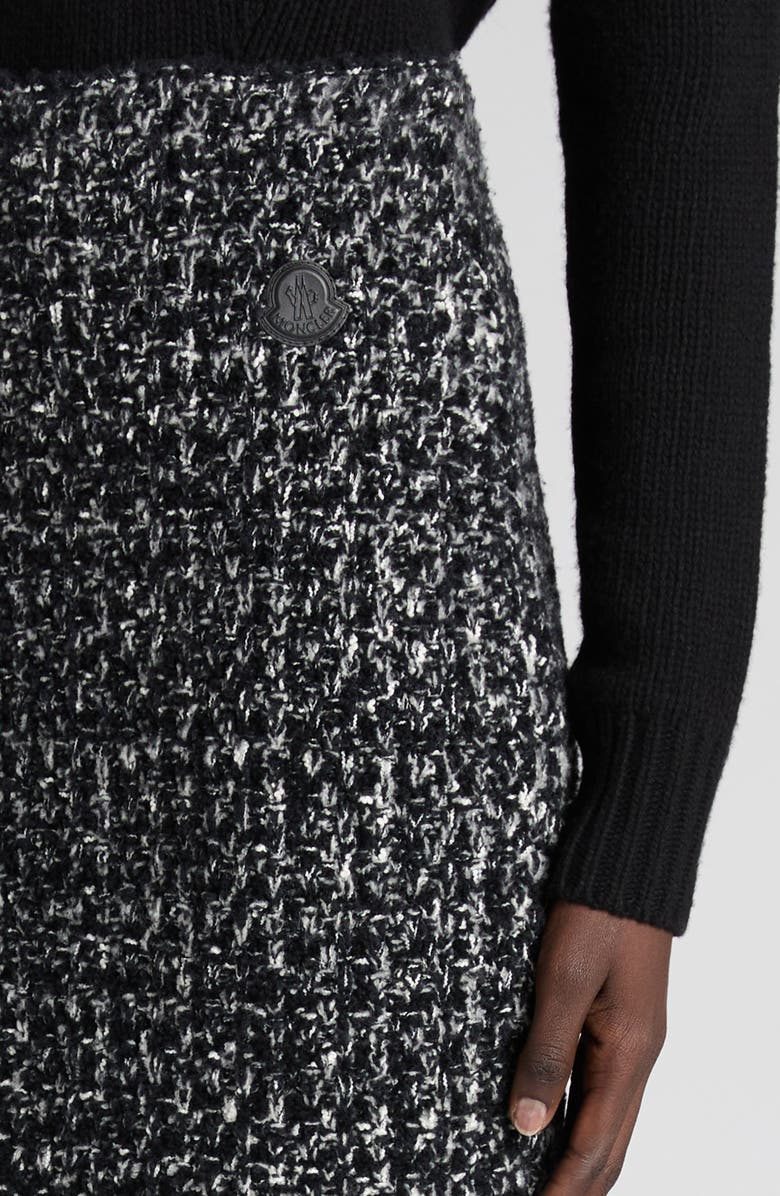 Moncler Fringe Trim Bouclé Knit Skirt, Alternate, color, Black/ White