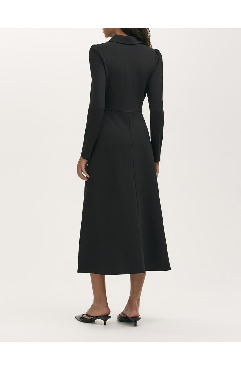 Finery London Elvira Ponte Jersey Zip Front Midi Dress, Alternate, color, Black