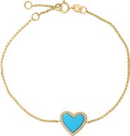 EFFY 14K Yellow Gold Turquoise Diamond Halo Heart Bracelet