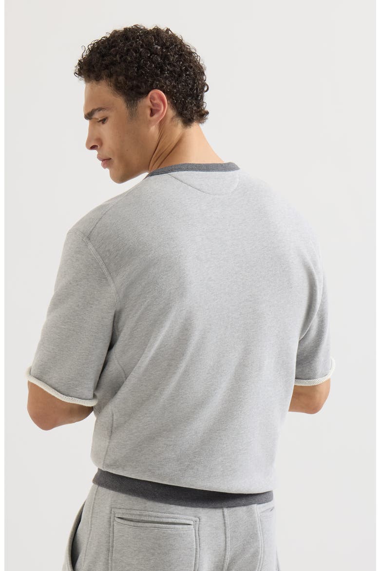 Cotton French terry short sleeve sweatshirt with embroidery, Alternate, color, Grey