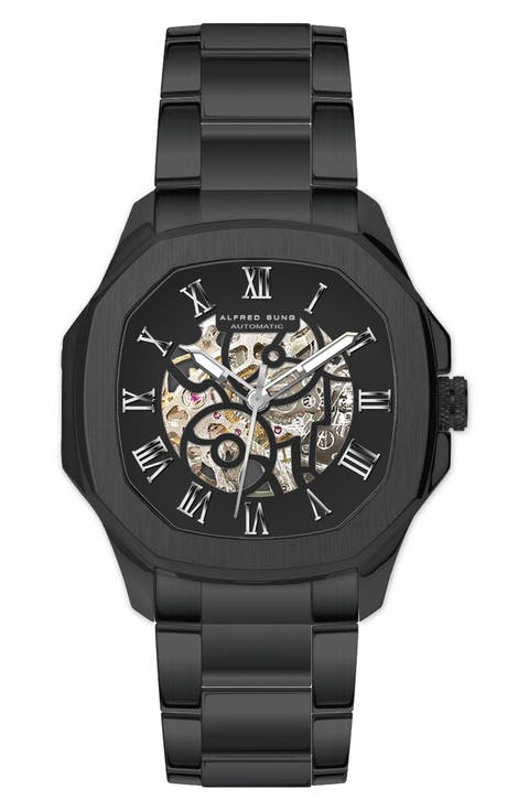 Skeleton Dial Automatic Bracelet Watch, 42mm