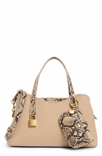 Gemma Faux Leather Satchel with Snake Embossed Trim