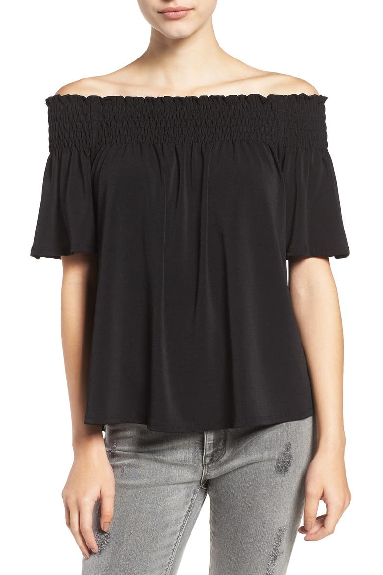 Off the Shoulder Top, Main, color, BLACK