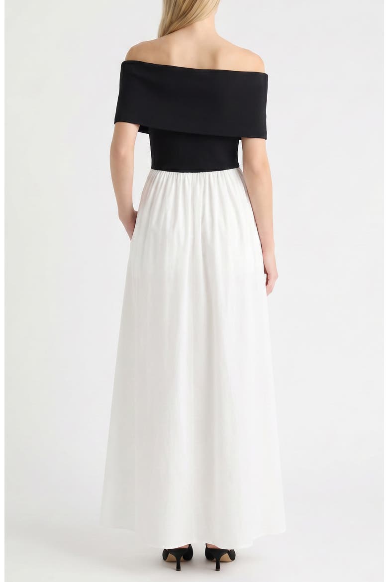 Monique Off the Shoulder Maxi Dress, Alternate, color, BLACK/ EGRET