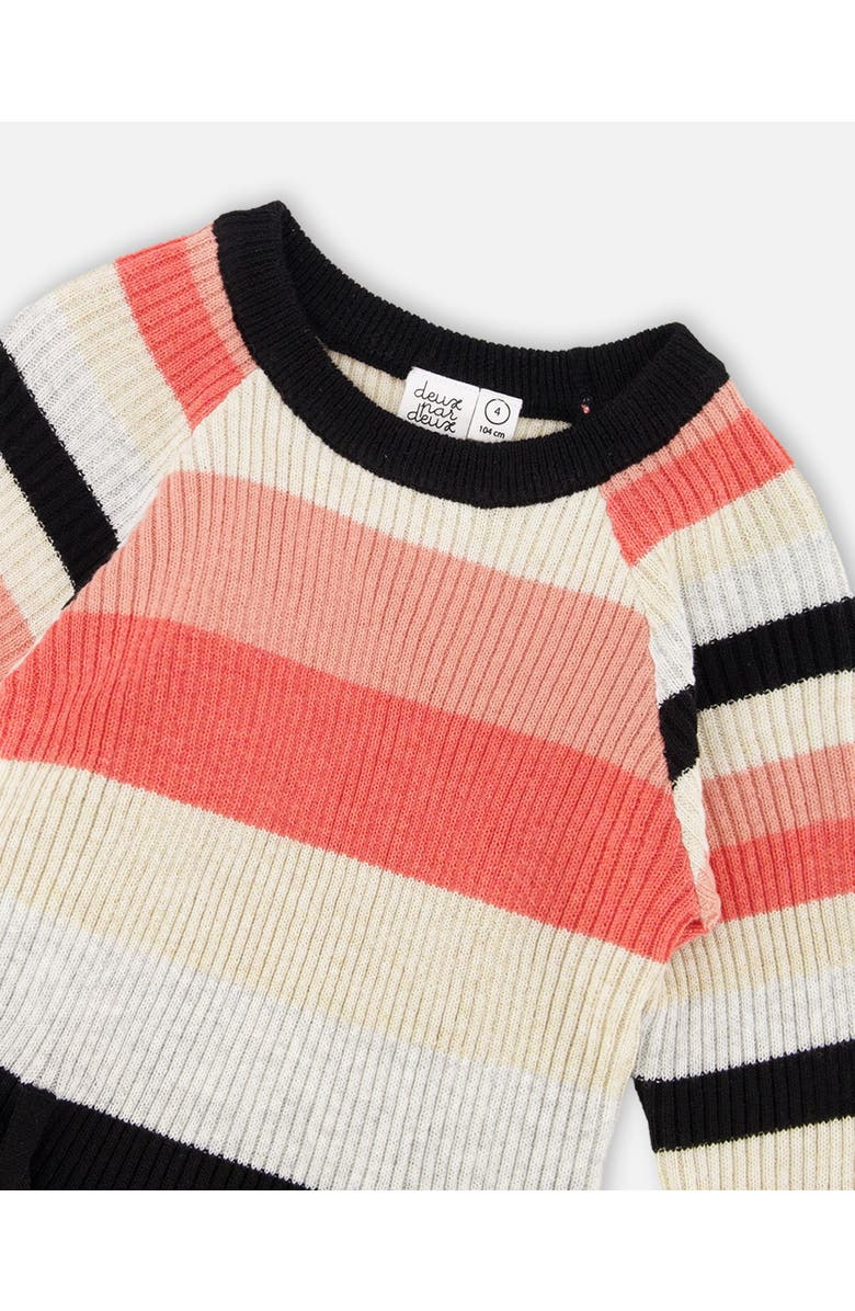 Deux par Deux Striped Knit Dress, Alternate, color, Beige, Black And Pink