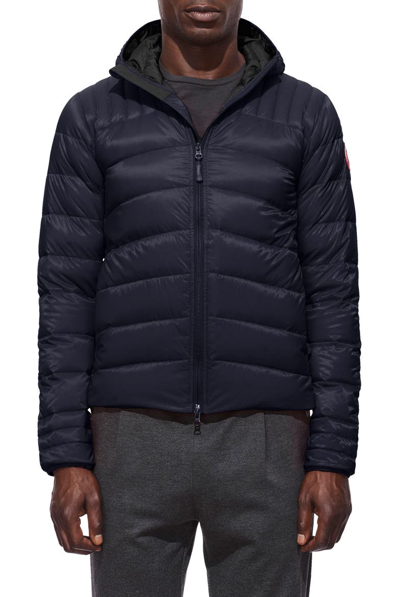 Brookvale Slim Fit Hooded Down Jacket, Main, color, ADMIRAL BLUE/ BLACK