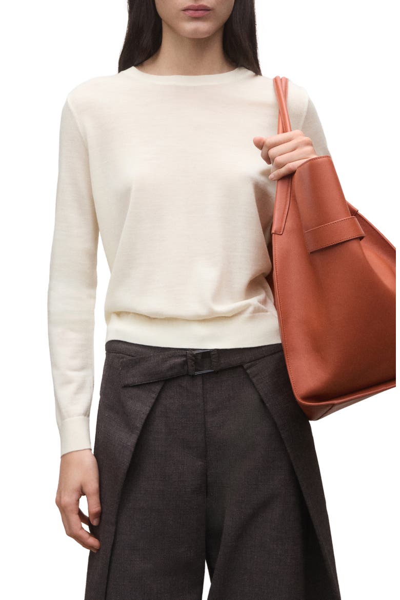 Crewneck Wool Sweater, Main, color, ECRU
