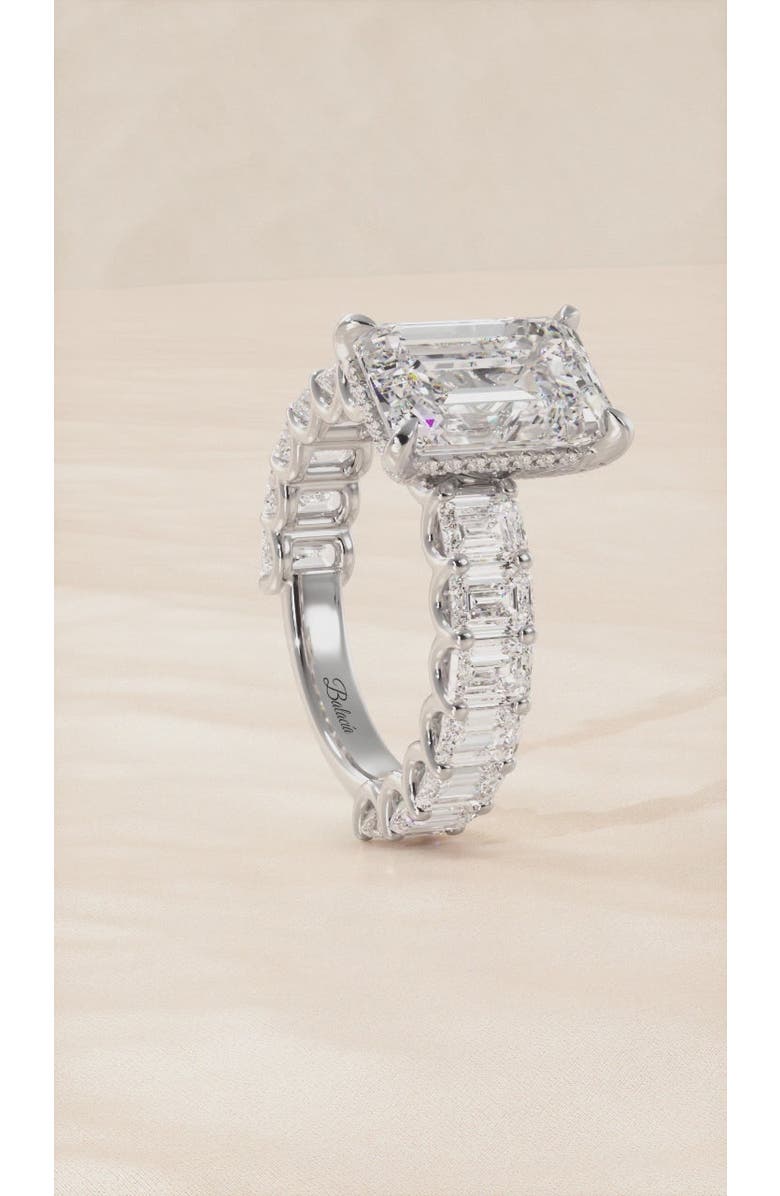 Balacia Emerald Cut Engagement Ring with Emerald Cut Side Diamonds, Alternate, color, 14K White Gold