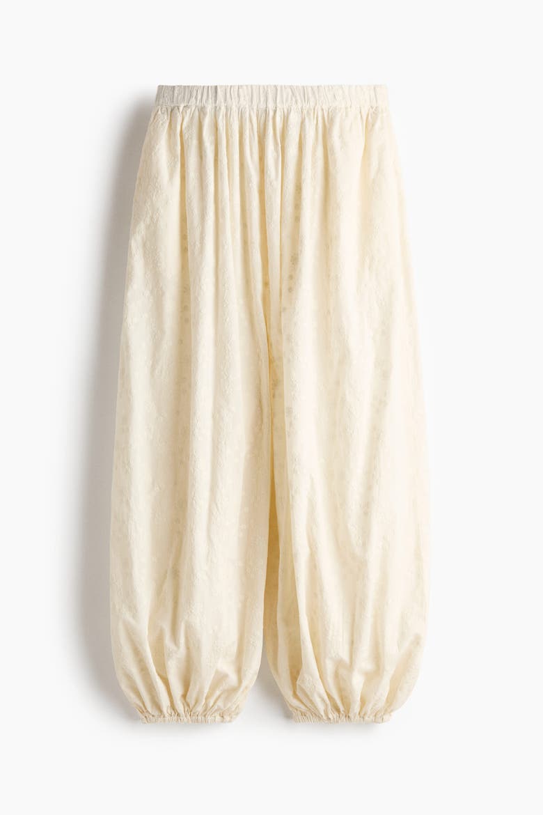 Embroidered Balloon-leg Pants, Alternate, color, Cream