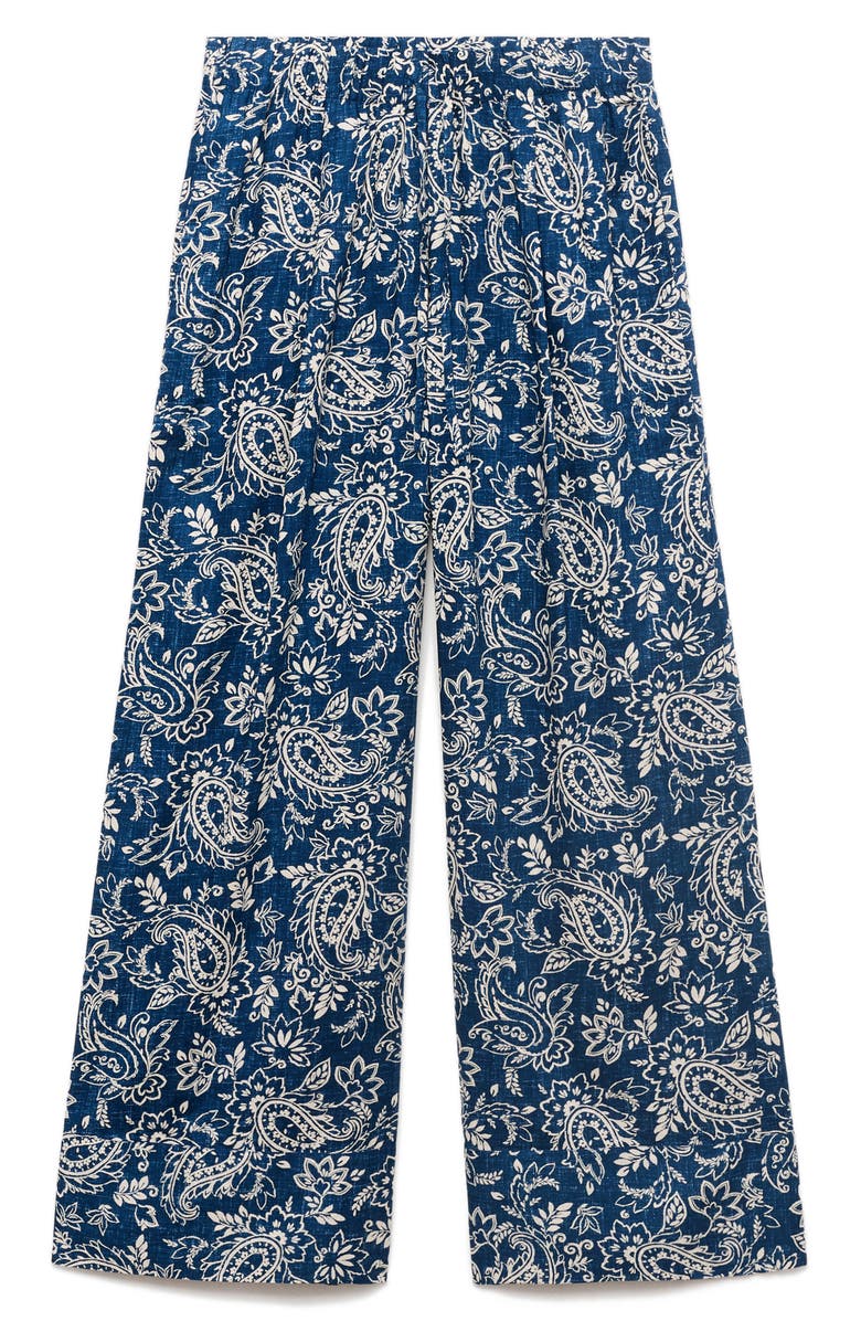 MANGO Print Cotton Pants, Alternate, color, Blue