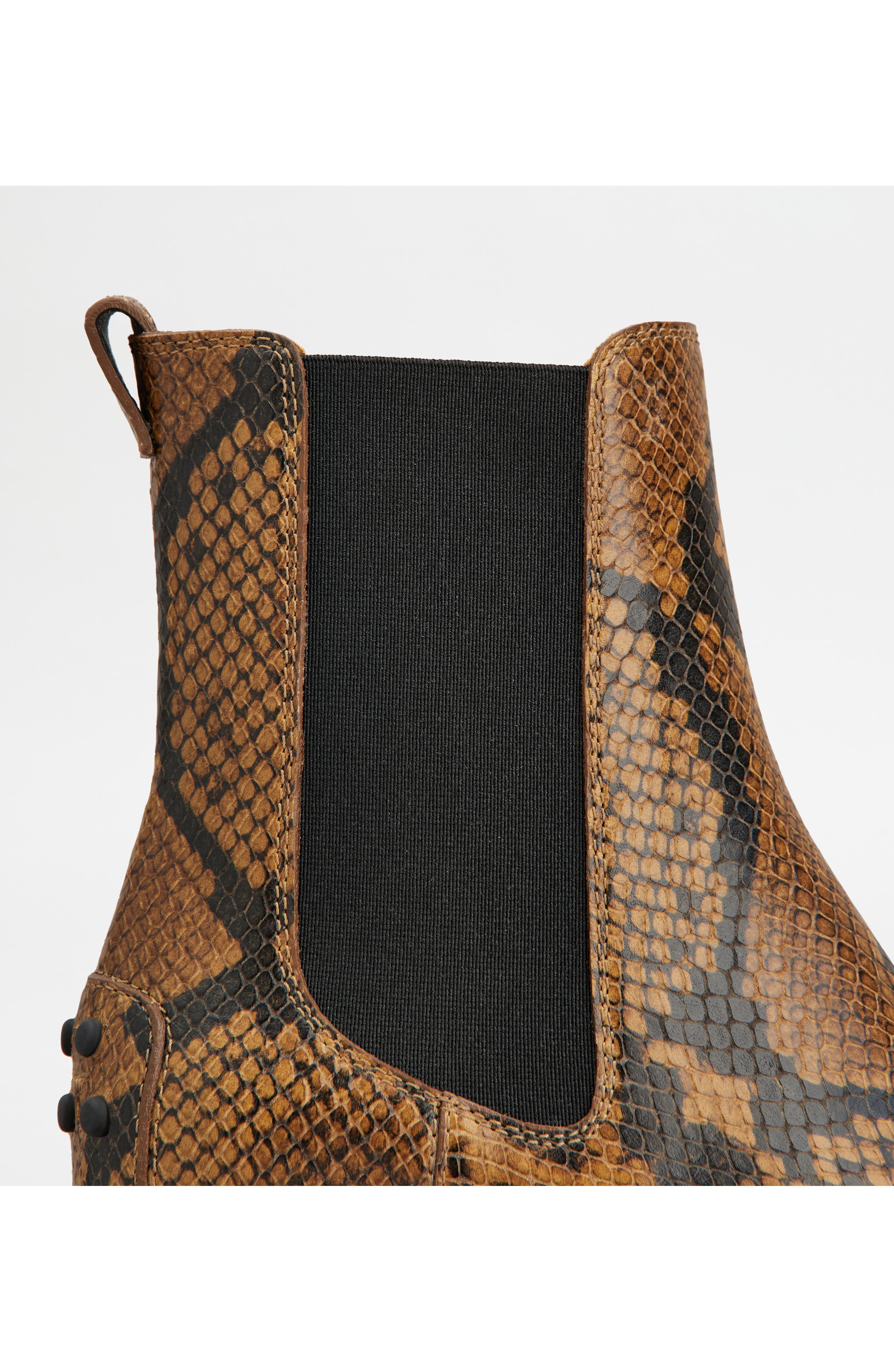 Snakeskin Embossed Leather Chelsea Boot, Alternate, color, MARRONE CHIARO