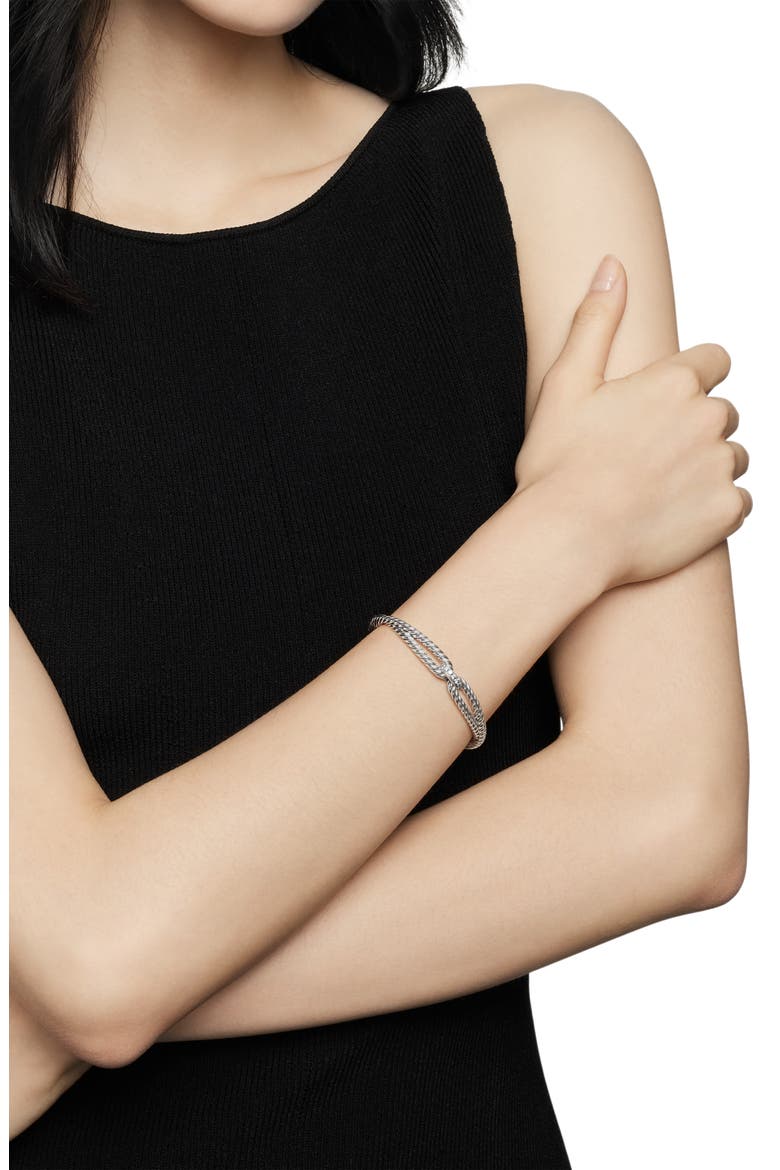 Cable Loop Bracelet with Diamonds, Alternate, color, STERLING SILVER/ DIAMOND