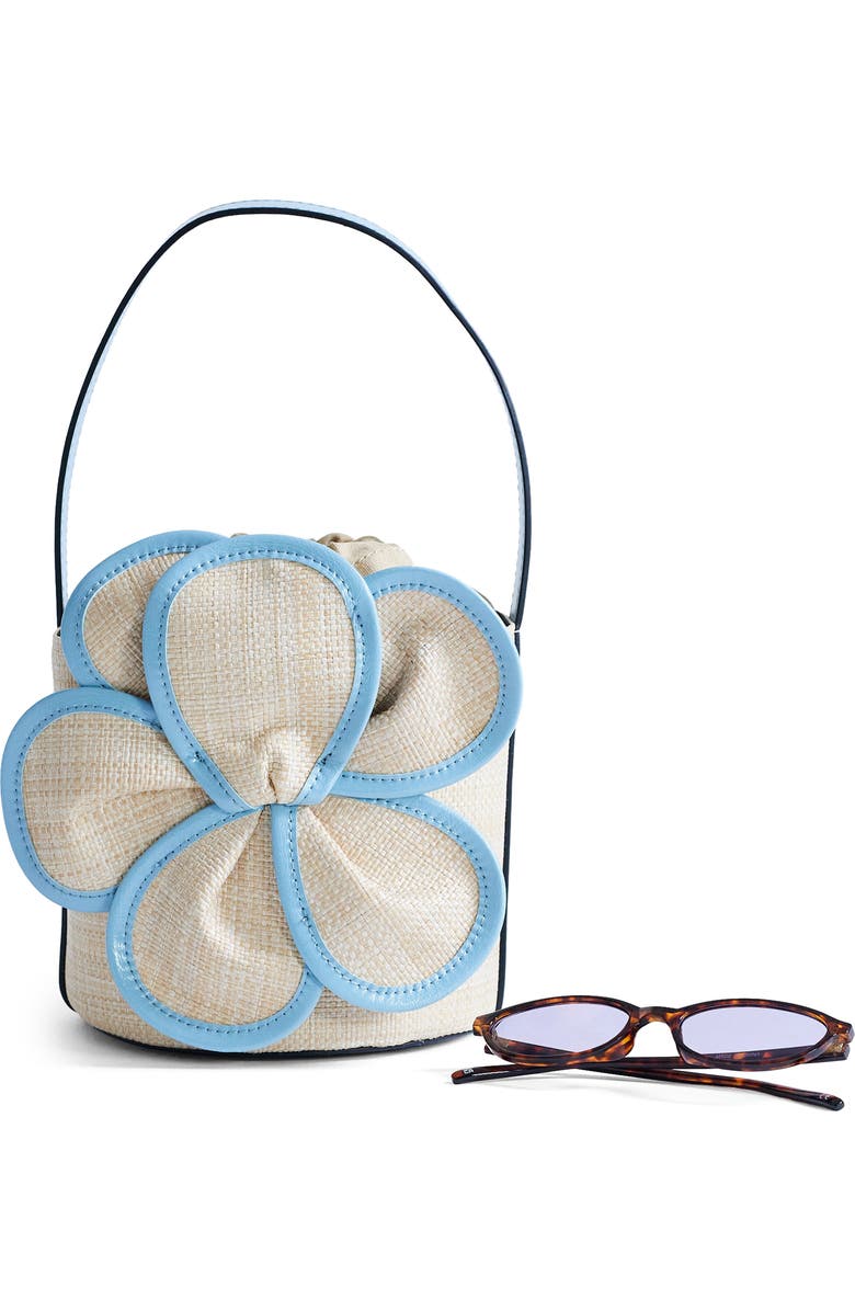 Topshop Medium Gino Straw Flower Bag, Alternate, color,