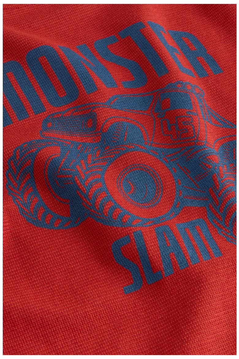 Kids' Monster Truck Textured Jersey Graphic T-Shirt, Alternate, color, RED
