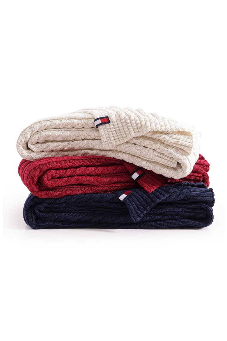Cable Knit Throw, Alternate, color, NAVY BLUE