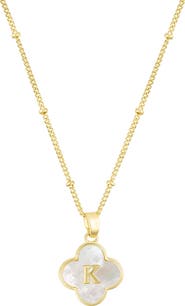Adornia Mother-of-Pearl Clover Initial Pendant Necklace