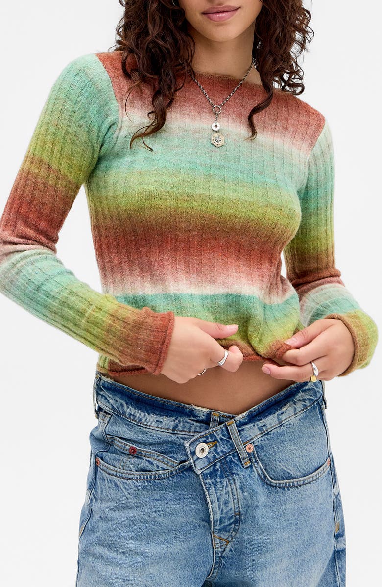 BDG Urban Outfitters Ombré Stripe Sweater, Main, color, Green/ Pink Multi